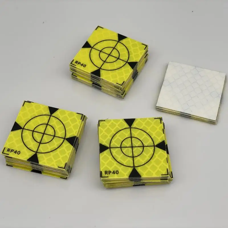 100PCS SIZE 40X40MM REFLECTOR SHEET FOR TOTAL STATION SURVEY GEOGRAPHY YELLOW TARGET SHEET REFLECTIVE STICKER