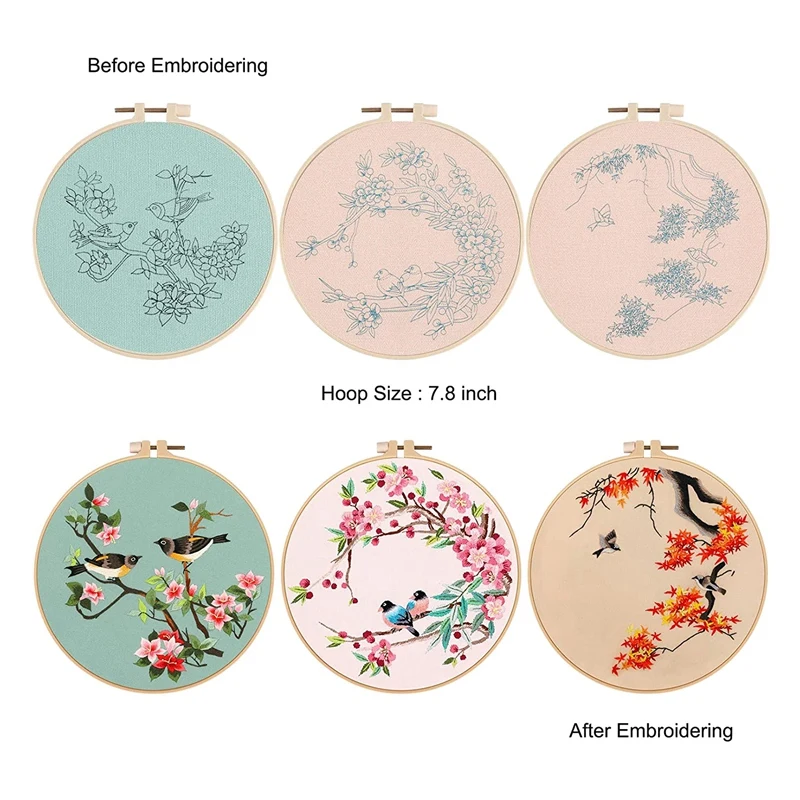 

embroidery suit 3 Pack Embroidery Kit for Beginners, Kits for Adults Include 3 Embroidery Cloth with Birds Pattern