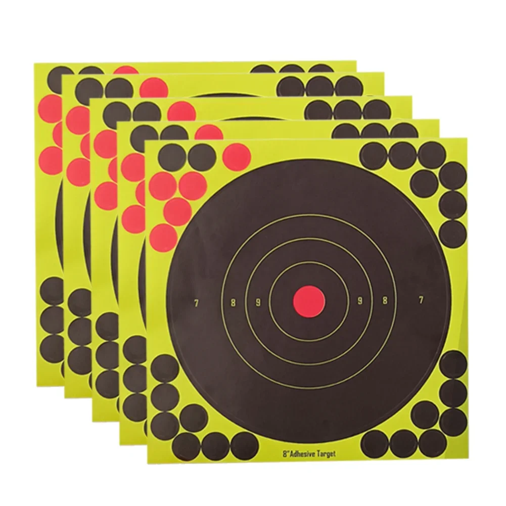 25 Sheets/Pack 8 Inch Bright Fluorescent Yellow Splatter Target Sticker - Adhesive Reactive Shooting Targets A1 view 6