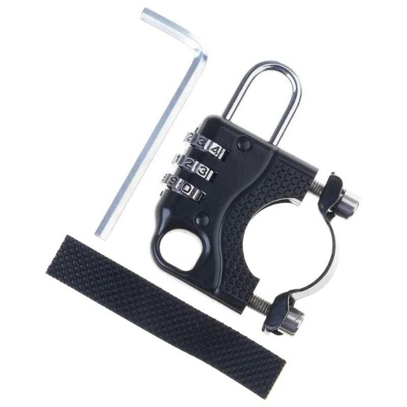 

Замок для велосипедных шлемов, 3-значный кодовый кодовый замок для руля, алюминиевый замок для шлемов с паролем для трубки 22-28