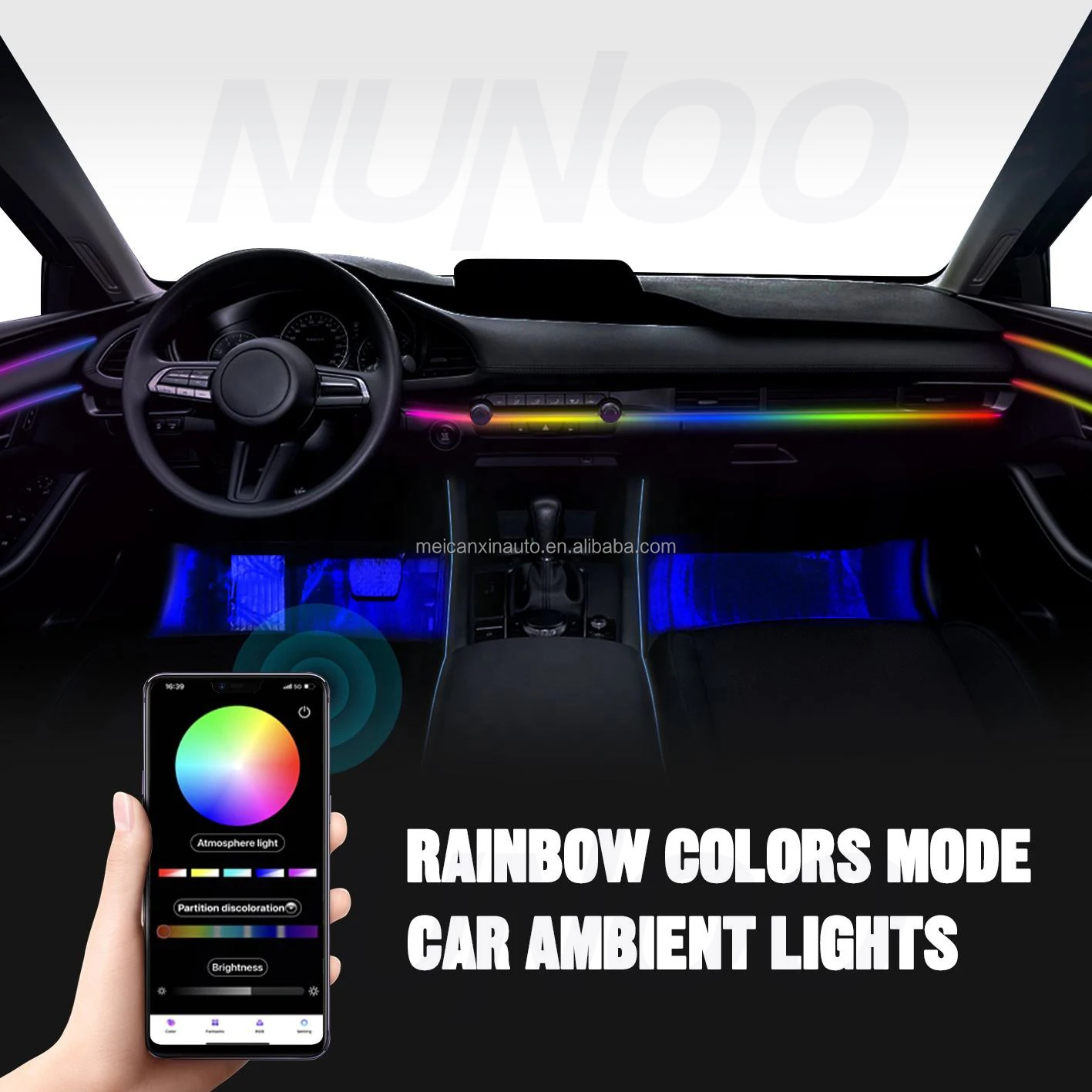 Best universal ambient lighting kit rgb interior glow 12V 6W led 18 in 1 led car ambient light for car dashboard