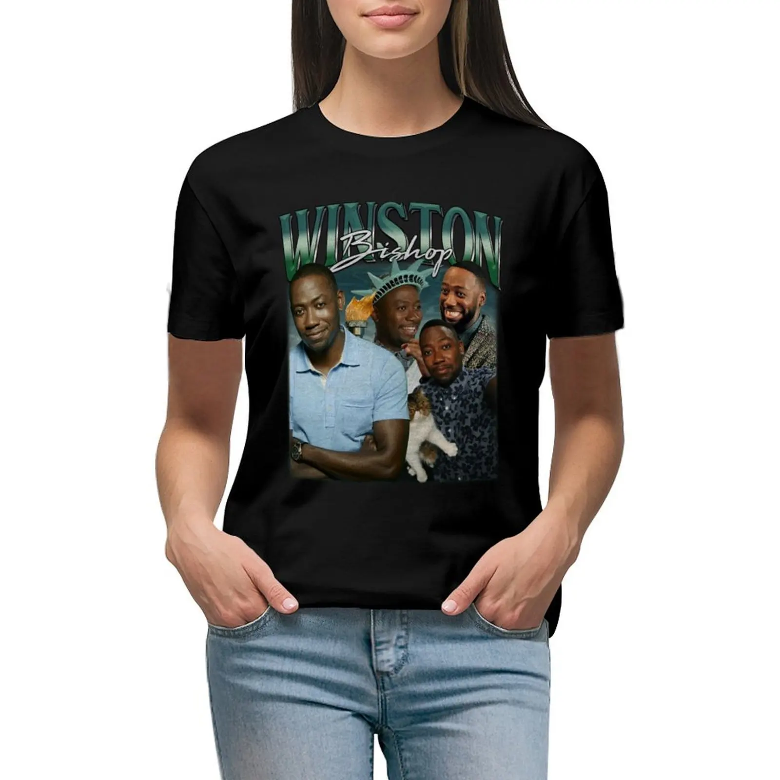 

Winston Bishop T-shirt animal print shirt for girls Short sleeve tee cat shirts for Women