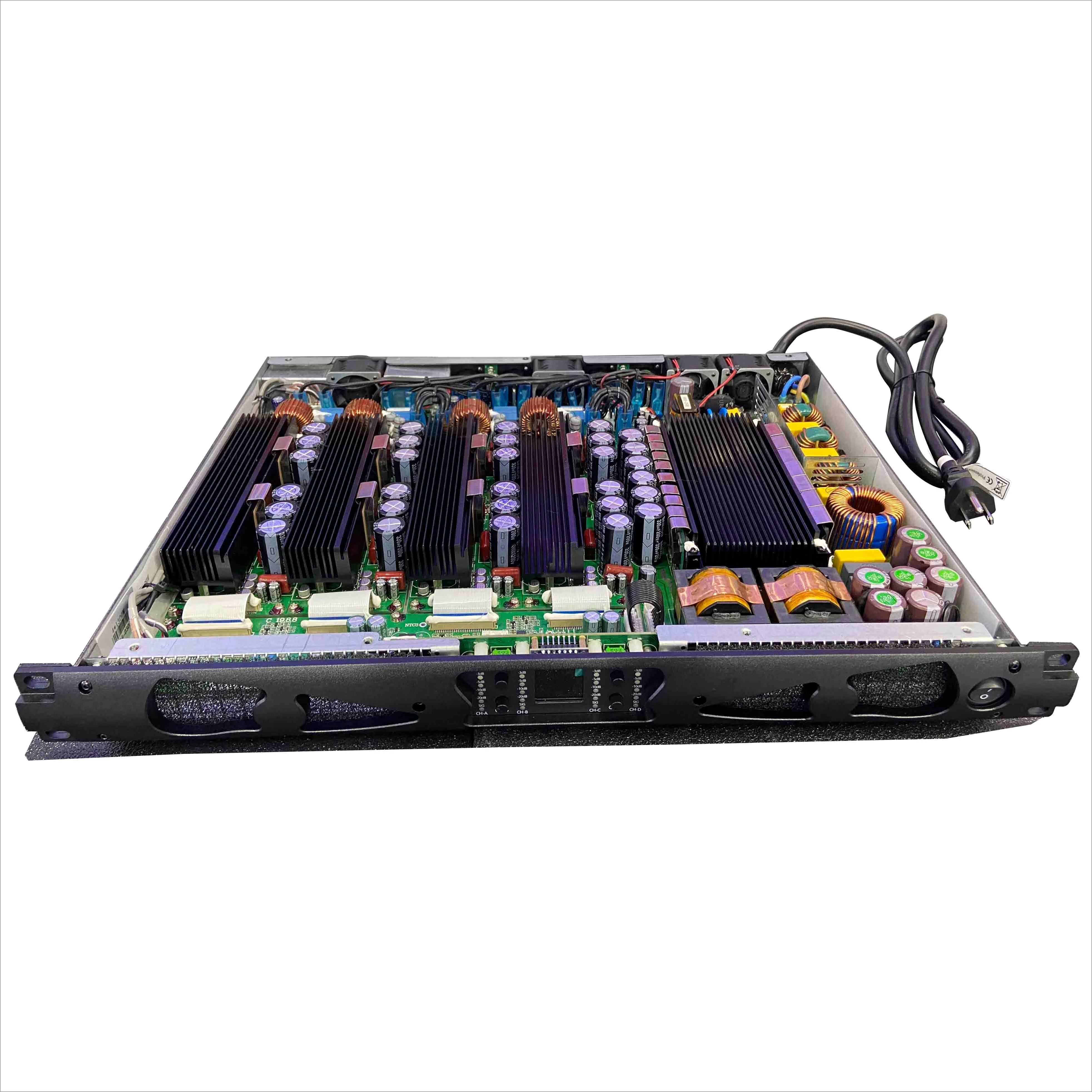 GaN413 Professional 1u Class D Amplifier 4-Channel 1300W High Power for Line Array System Stable 2ohms Metal Shell