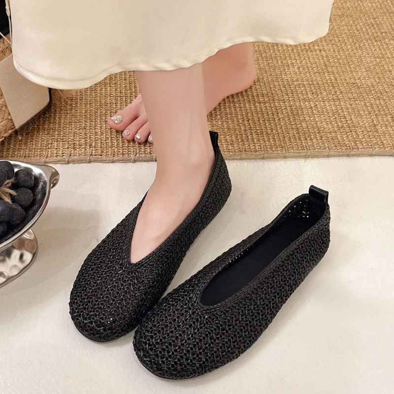 

Handmade High-end Flat Bottomed Women's Shoes for Spring and Summer 2026 New Sheepskin Lazy Loafers Breathable Casual Shoes
