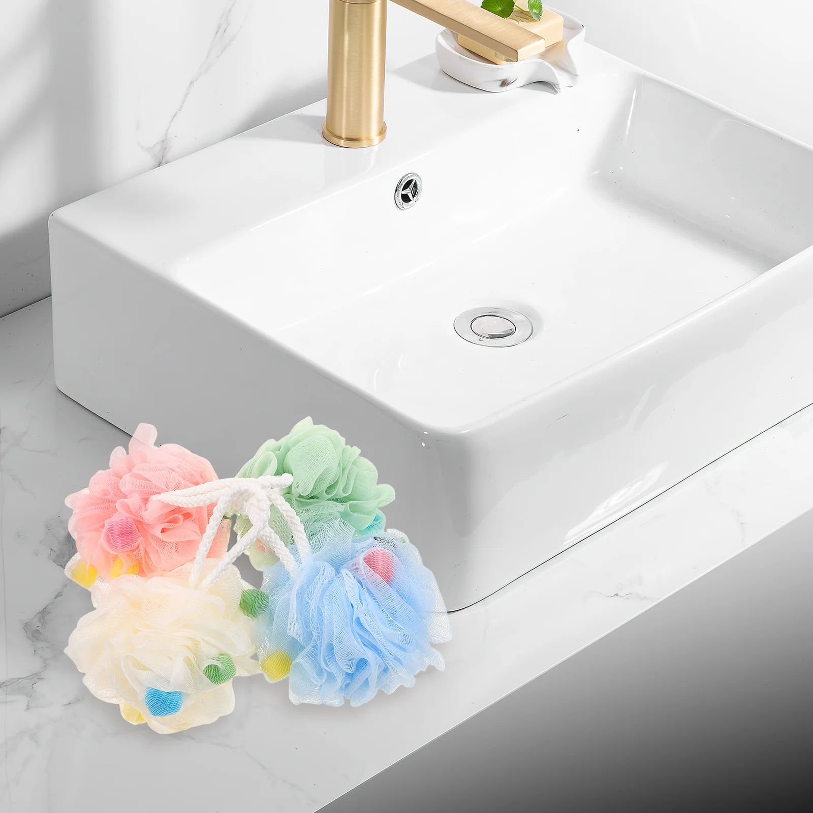 

8Pcs Bath Pouf Shower Scrubber Exfoliating Mesh Balls for Smooth Skin Rich Foam Creation Ideal for Home Travel Spa-Like