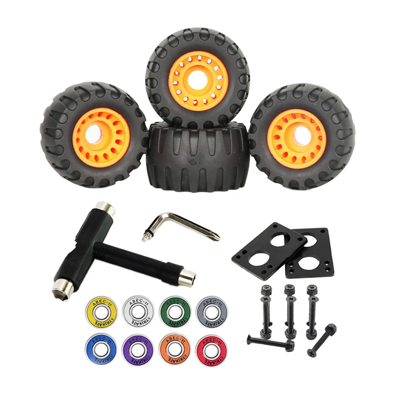 76mm Sports Skateboard Wheel Alloy Trucks Riser Pads Hardware Kit for Beginners and Families
