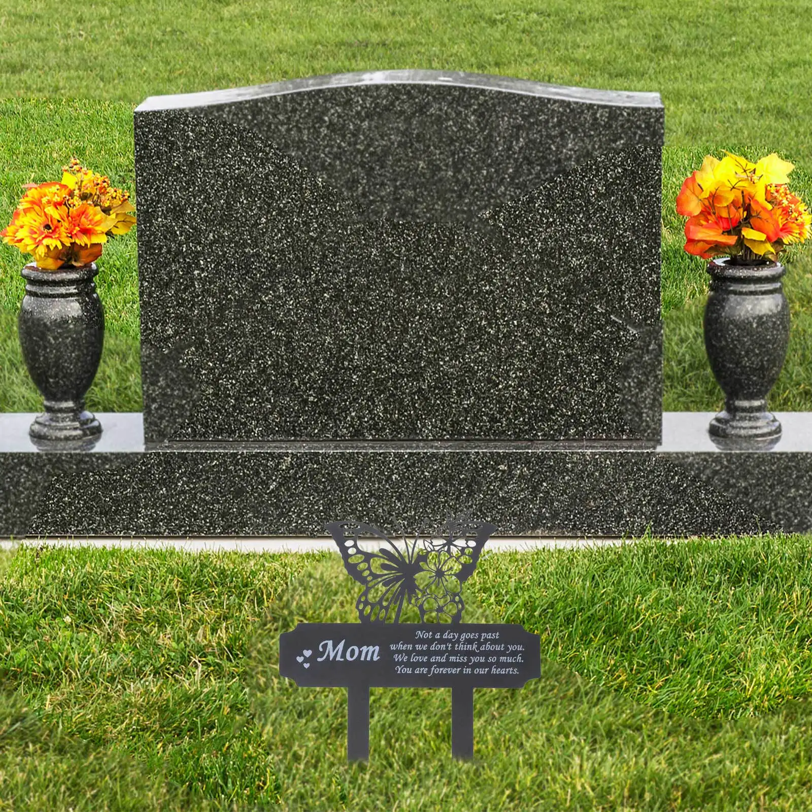 مقاوم للماء فراشة تذكارية حصة أنيقة القبر علامة للأم دائم الديكور في الهواء الطلق المعادن النحت مقبرة اللوحة #5