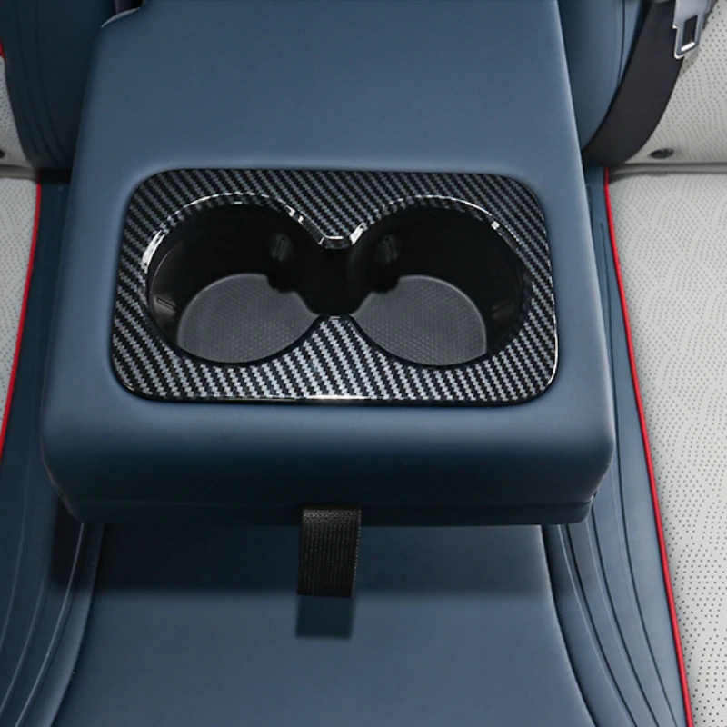 For BYD Yuan Plus Atto 3 2022Car Rear Water Cup Decoration ABS Carbon Fiber Pattern Armrest Box Water Cup Panel Decoration Frame