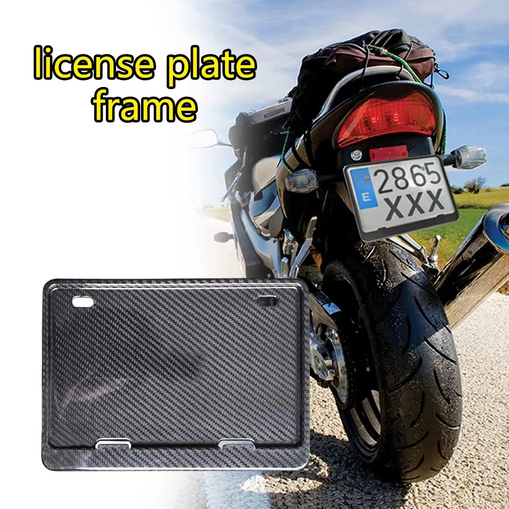 True Carbon Grain Motorcycle License Plate Holder Frame Protector Suitable For 220x140mm Moto Number Plates