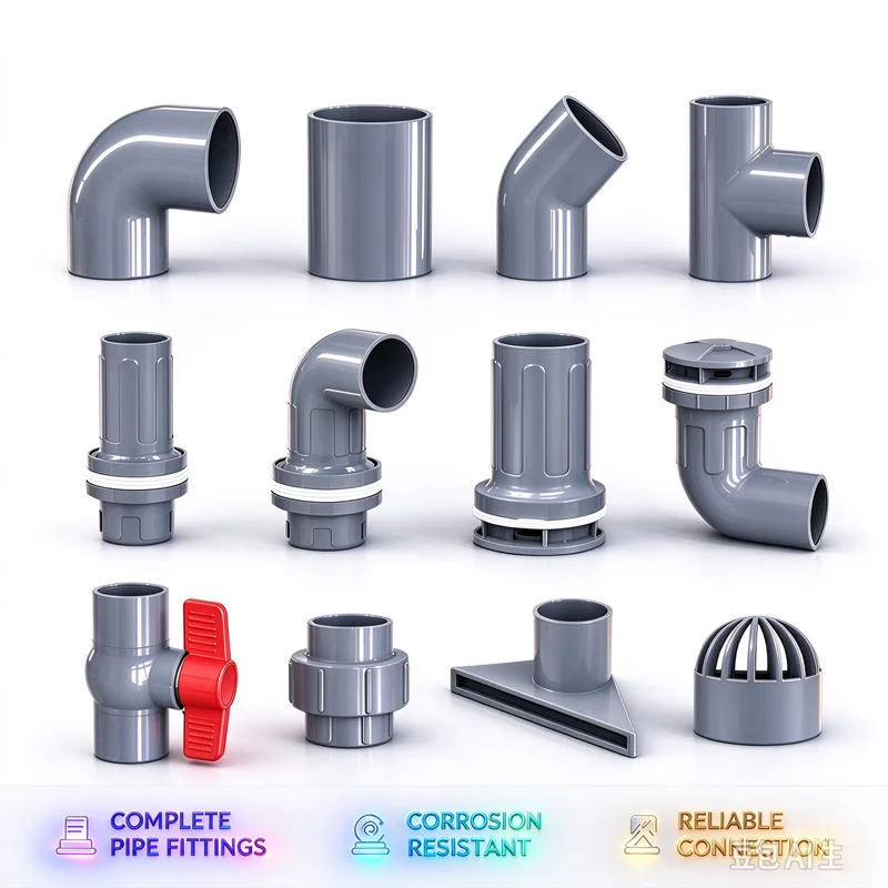 Grey PVC Pipe Fittings 20-50mm Straight Elbow Tee Connectors 4/5/6 Way for DIY Aquarium Water Pipe Garden Irrigation