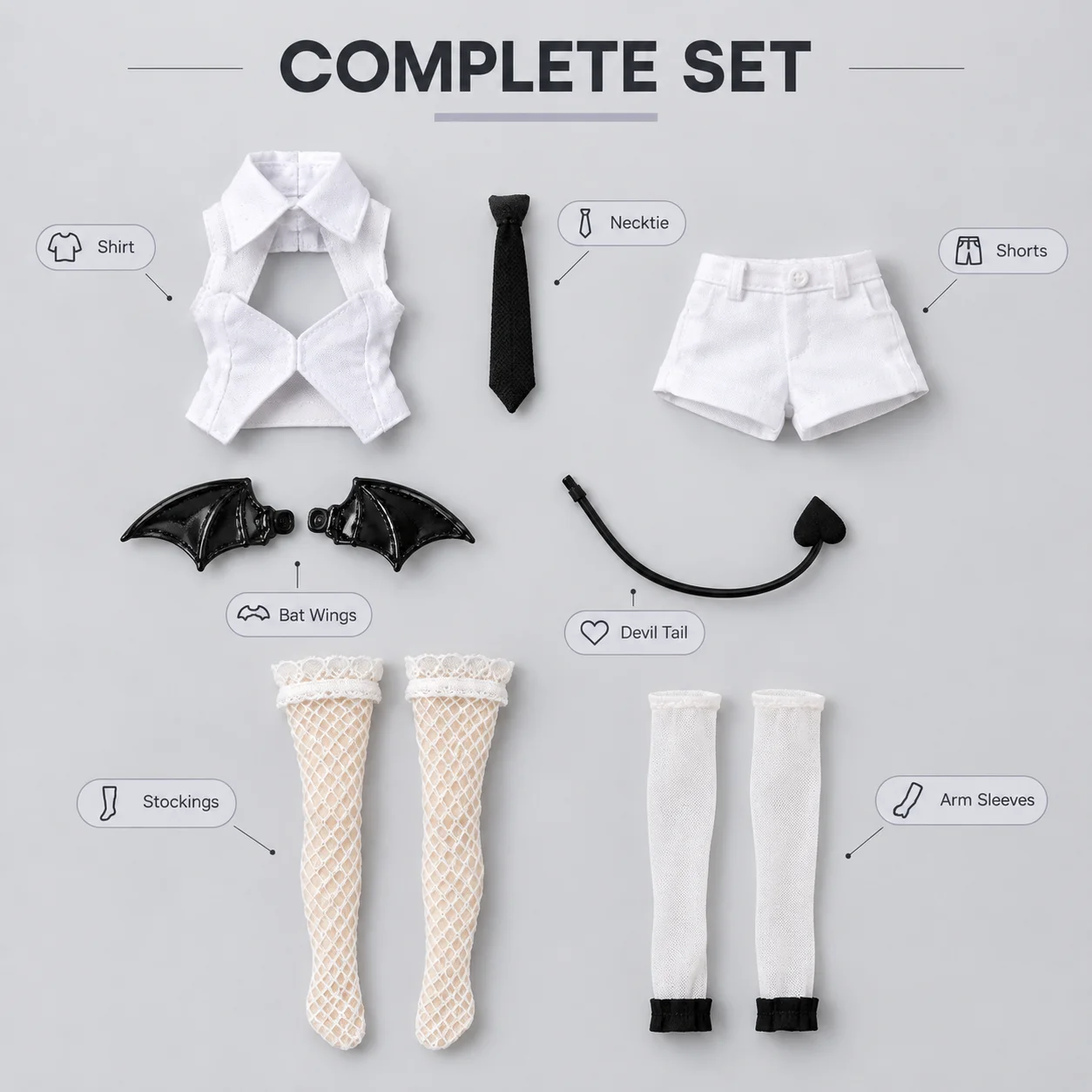 1/12 Scale Clothes Figures Extension Baby Girl Pure Little Devil Uniform Suit 12 Points BJD Bright Moon Body Escape Can
