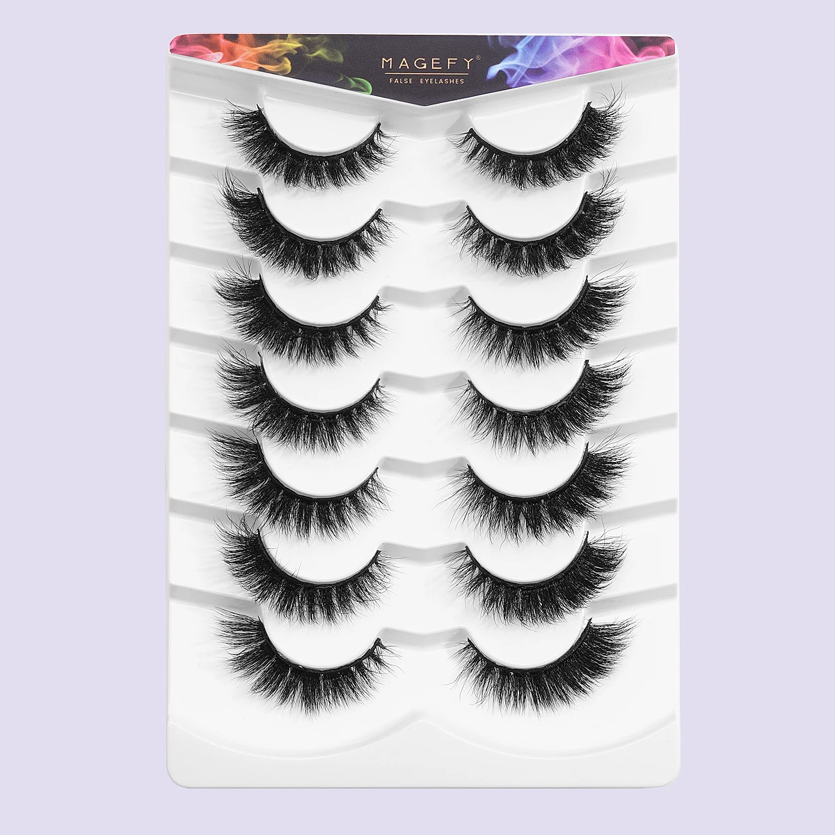 MAGEFY 7 ペアハイエンドグロスつけまつげストリップフォックスアイふわふわうっすらとしたまつげエクステンション再利用可能なまつげ美容ツール