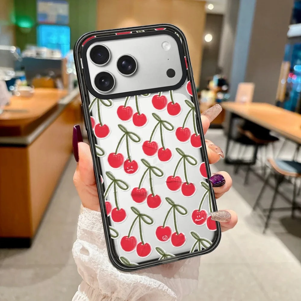 

Simple Full Screen Cherry Impact Black Border Magnetic Phone Case Cover for IPhone 13 14 15 16 17 Pro Max Case for IPhone Air