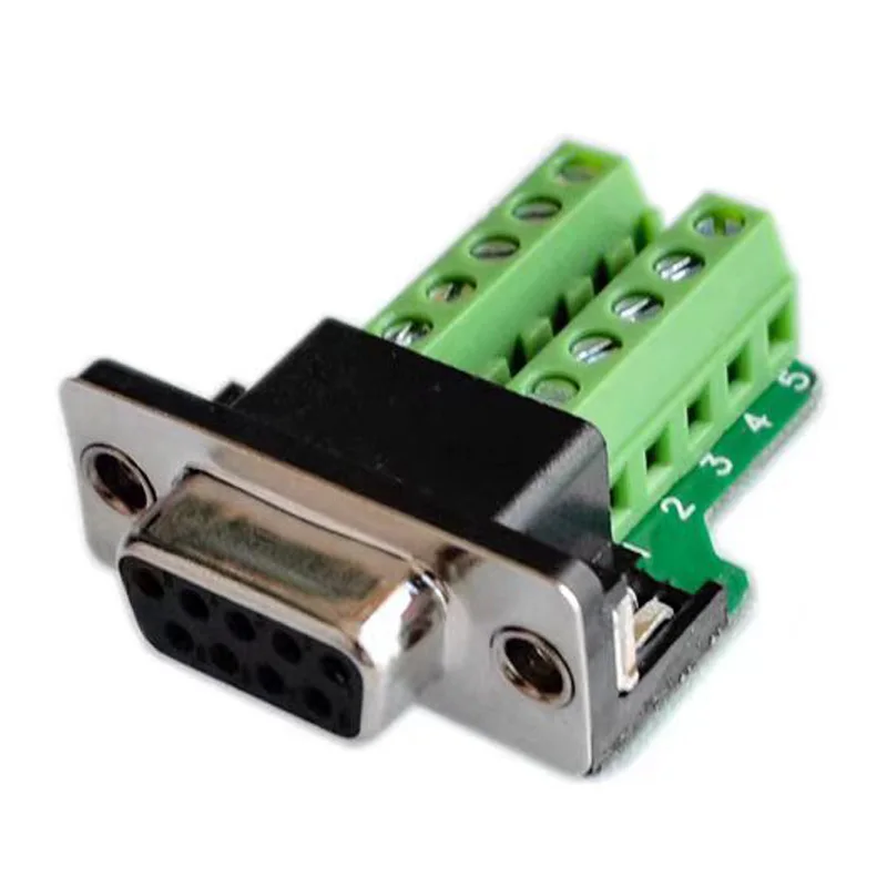 DB9 Male Female Solderless Serial Cable Adaptor with Shell 485 Plug rs232 COM Adaptor Terminals