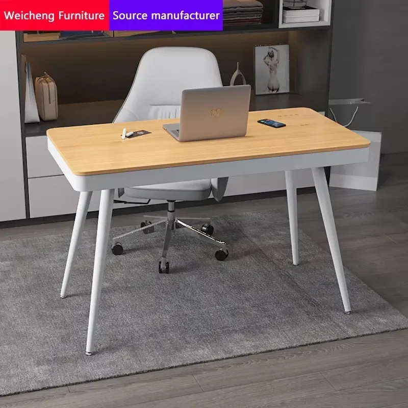 Modern Smart Computer Desk with Built in Speakers Wireless Charger Type C USB Ports Easy Assembly Home Office Study Table