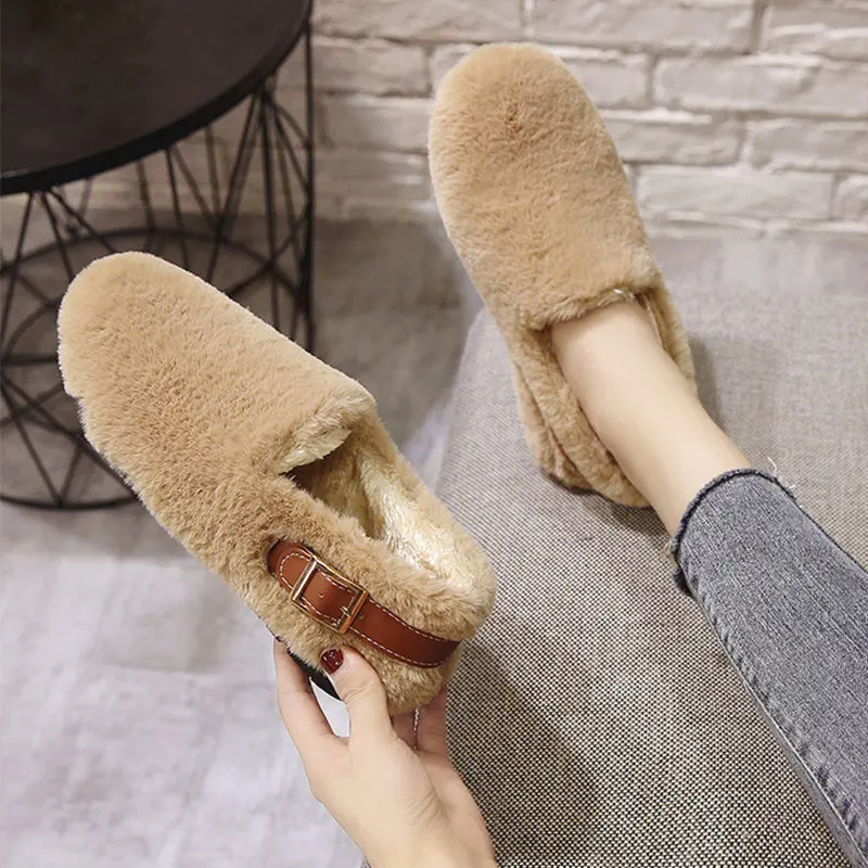 Moccasin Shoes 2023 Fashion Women\'s Loafers Fur Autumn Round Toe Casual Female Sneakers Shallow Mouth Flats Moccasins Modis Wint