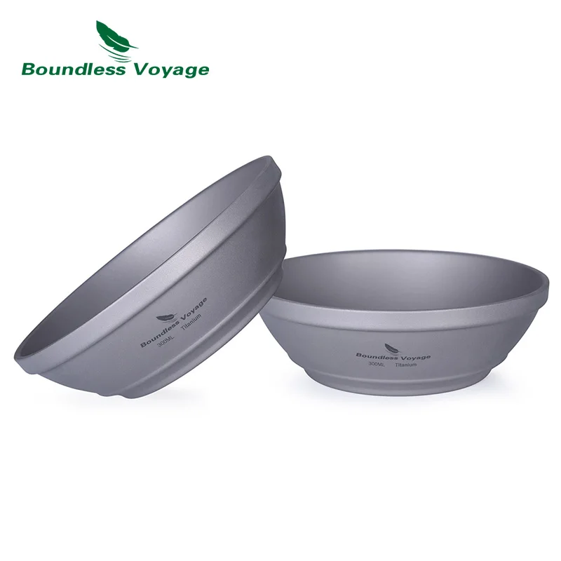

Boundless Voyage Double Layer Titanium Bowl 300ml Ultralight Portable Outdoor Camping Picnic Flat Bottomed Tableware