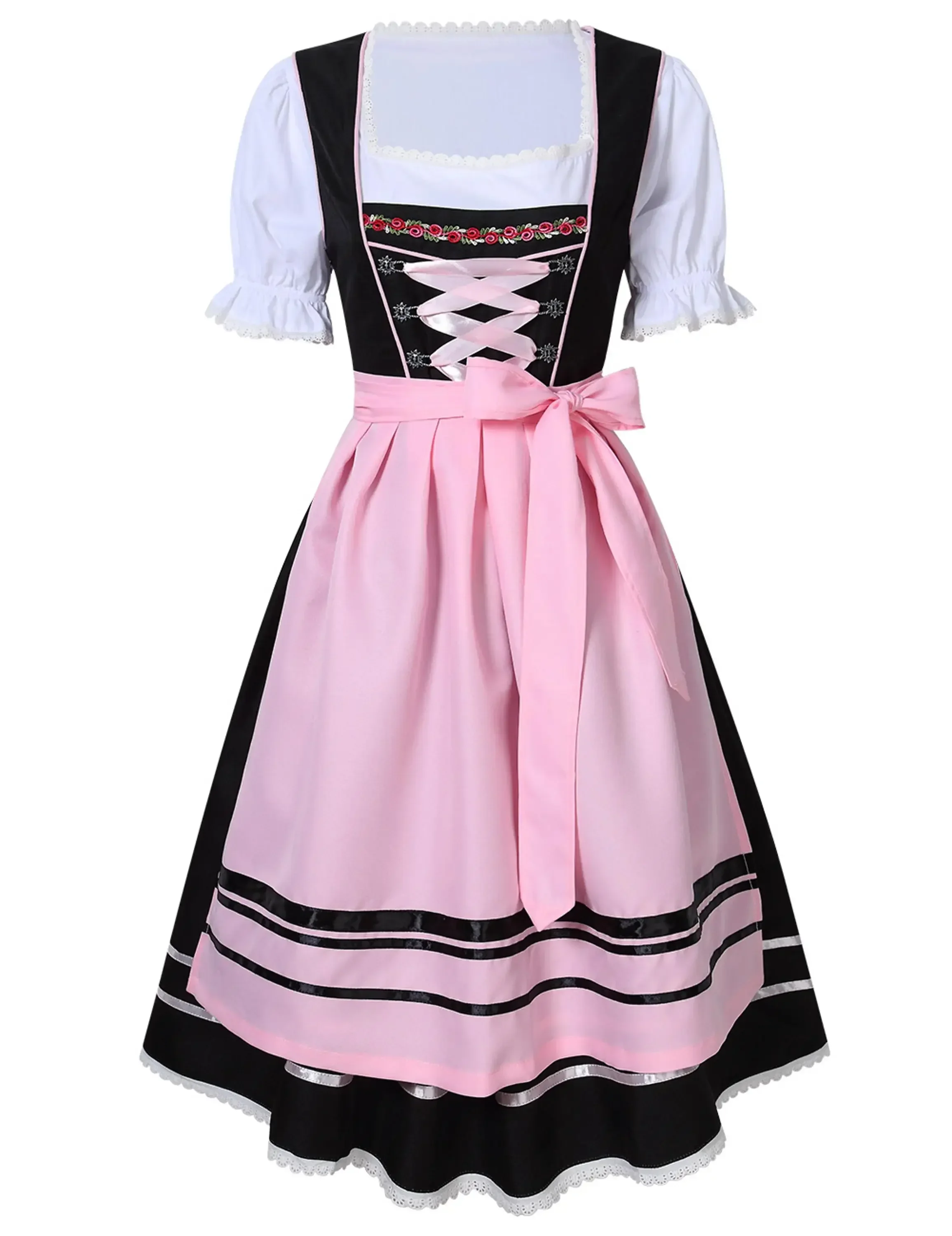 

Ladies Oktoberfest Dirndl Taverniere Festival Carnival Costume Deguisement Short 3PC Waitress Beer Maid Girl Fancy Dress