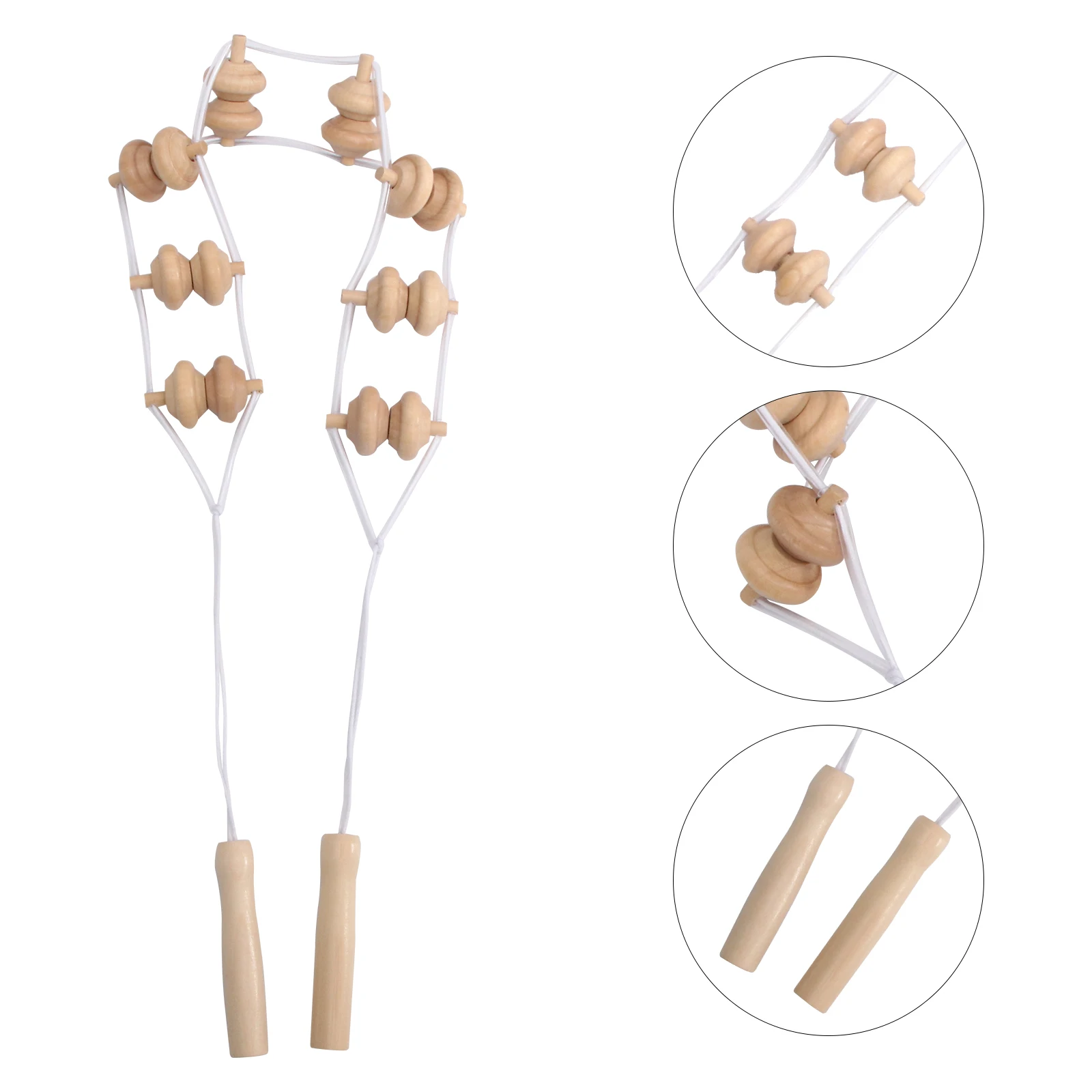 

Wooden Massager Back Strap Tool Roller Rope Physical Therapy Pain Relief Muscle Body Massage Roller Portable Personal Massager