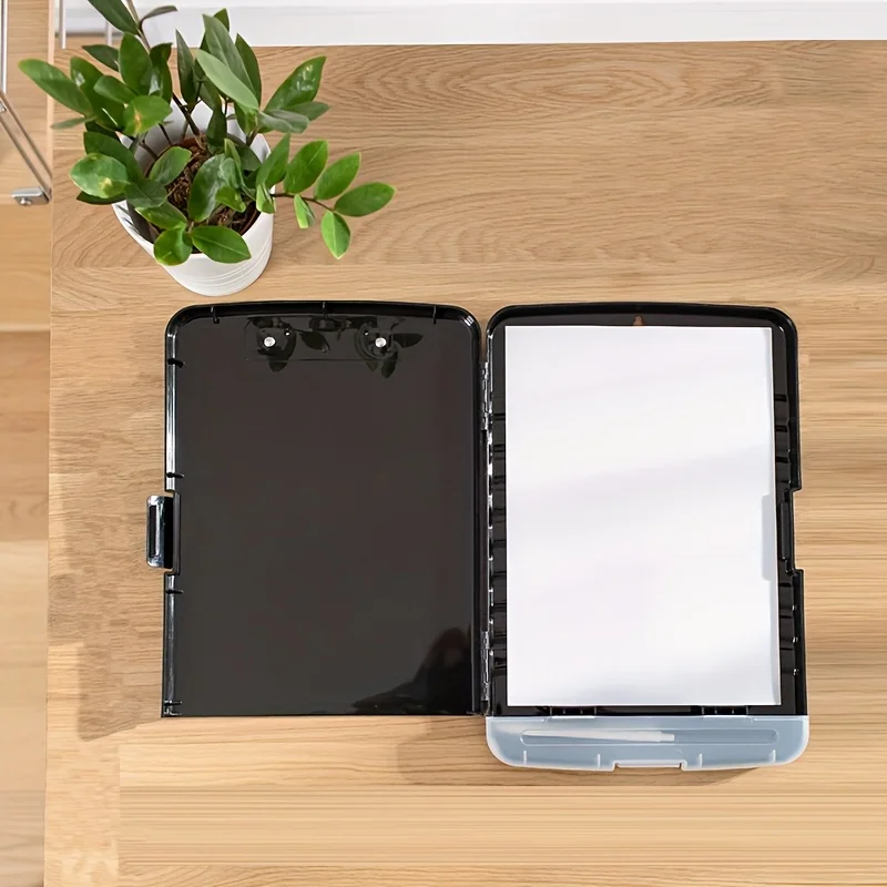 XP010 Large A4 Waterproof File Box with Pen Slot, Desktop Plastic Document Holder and Writing Board Organizer