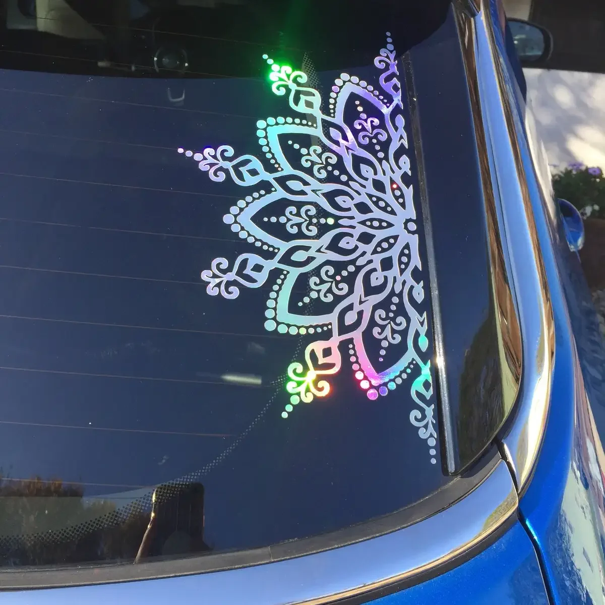 Holographic Half Mandala Car Sticker Decal Windshield Decorative Craft Vinyl Waterproof Decoration Accessories