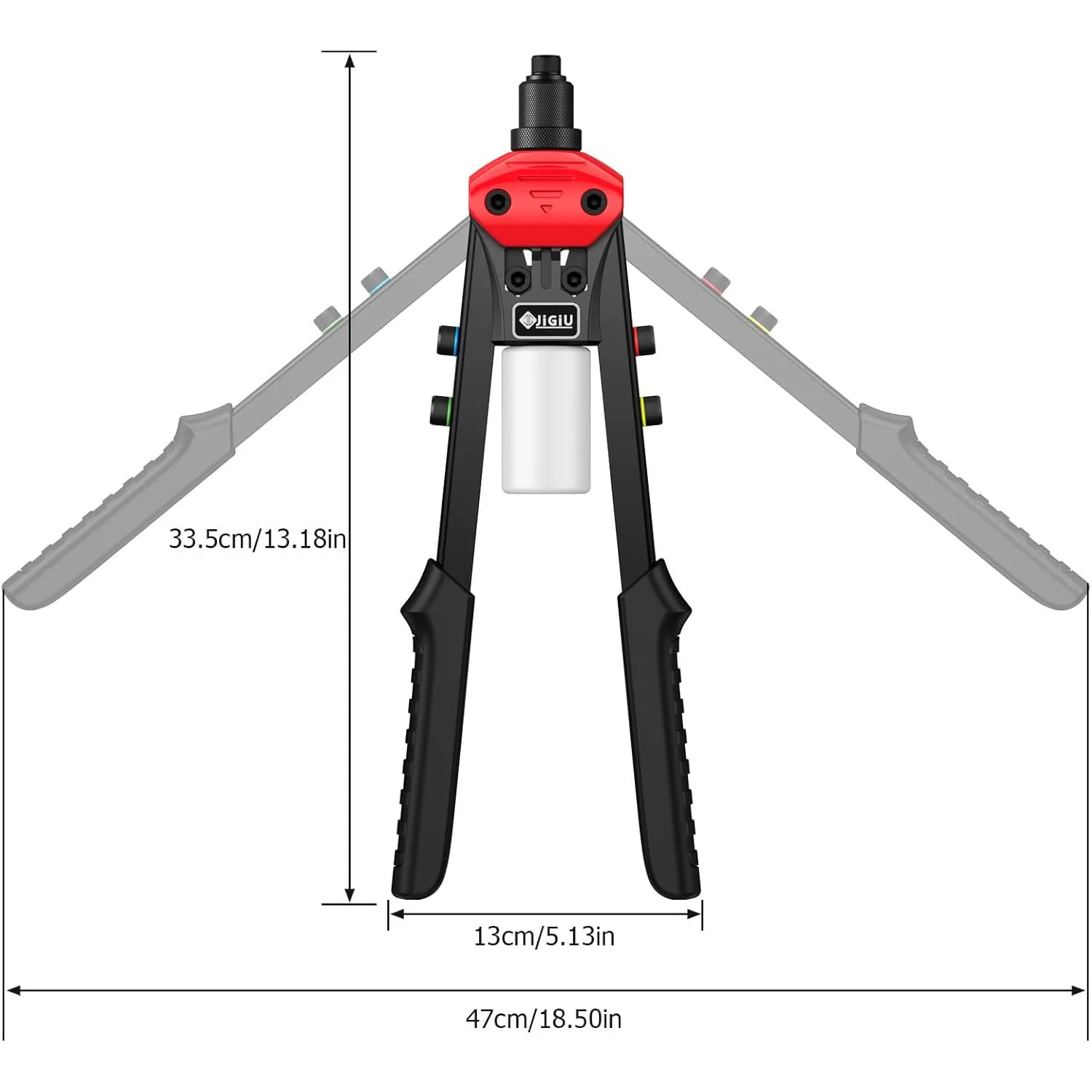 Pistola per rivetti 12in 31cm Set di pistole per rivetti professionali per lavori pesanti maniglia regolabile con Design a leva con 5 nasello sostituibili