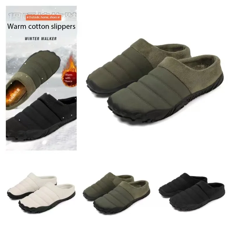 Winter Slippers, Non-Slip Shoes, Warm and Non-Slip Men'S/Women's Boots, Anti-Collision Toe + Plush Lining Couple's Barefoot Slippers, Home Cotton Slippers