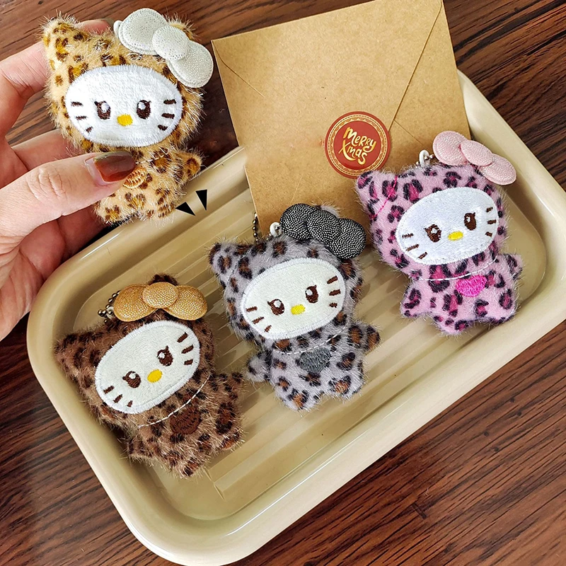 Cartoon Anime Leopard Kt Cat Plush Dolls Keychain Pendant Cute Plush Toys Brooch Kawaii Backpack Decoration Accessories Gifts