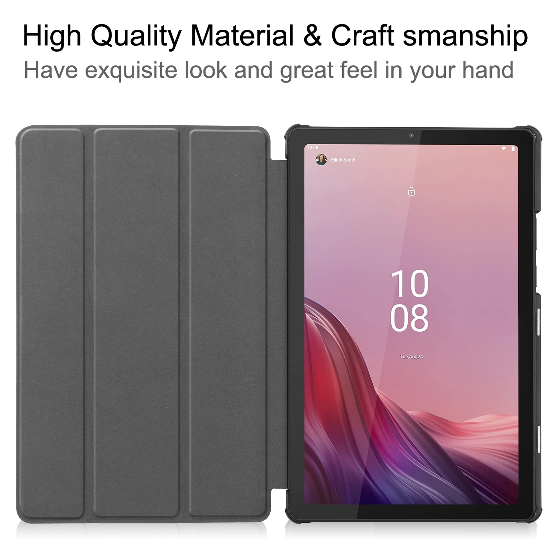 Tri-fold Stand Tablet Case for Lenovo Tab M9 Pattern Printing PU Leather + PC Protective Cover - Cat