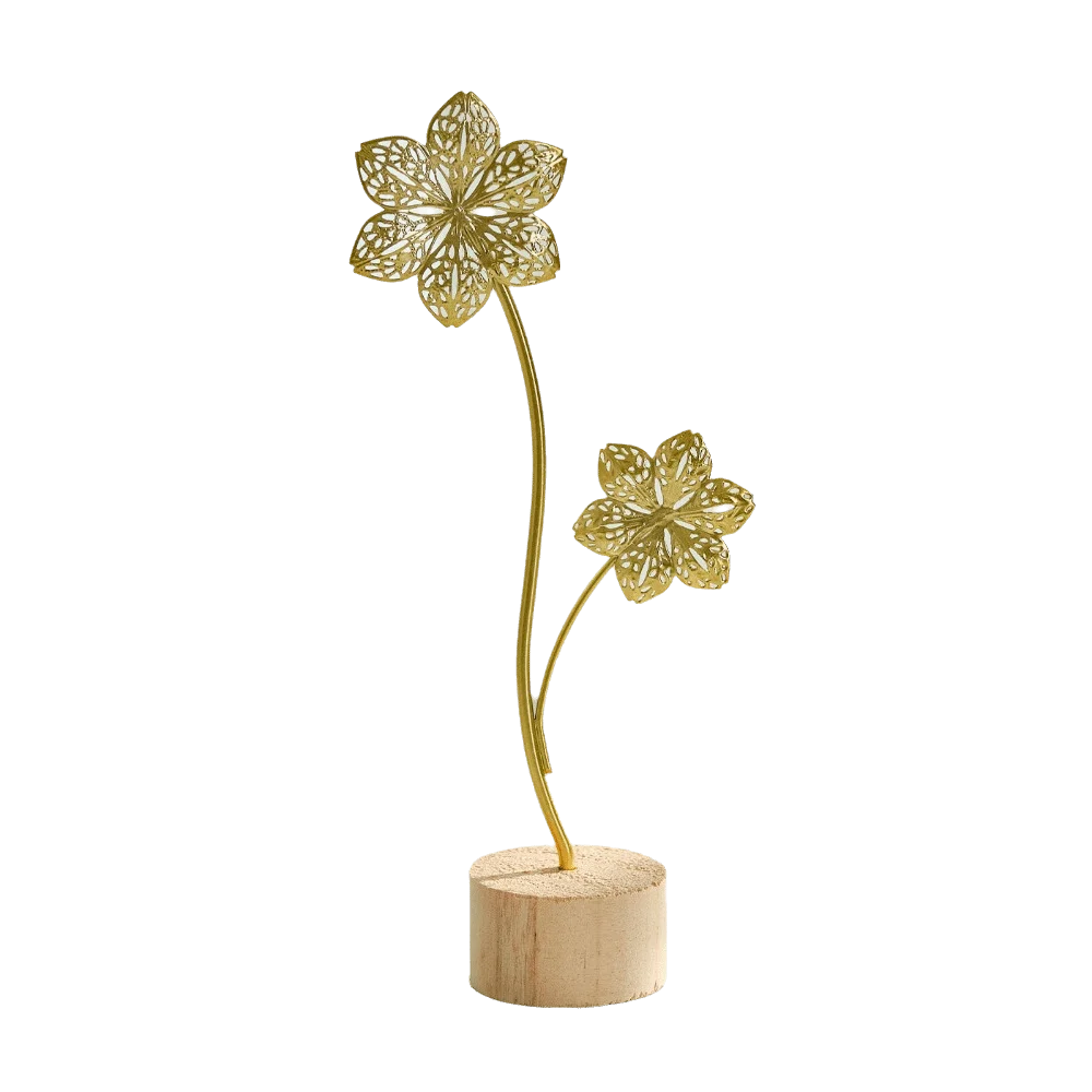 Wood Base Ginkgo Leaf Ornament Hollow Out Leaves Gold Green Desktop Handicrafts Iron Art Photo Props Tabletop Decoration Gift