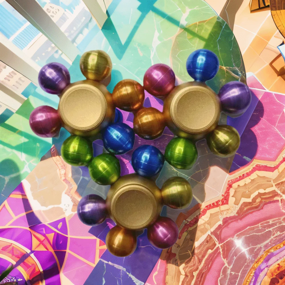 Cuscinetto silenzioso Giroscopio con punta delle dita Design del rotatore meccanico Materiale metallico Spinner a mano Ruota dentata Pignone con punta delle dita PLA