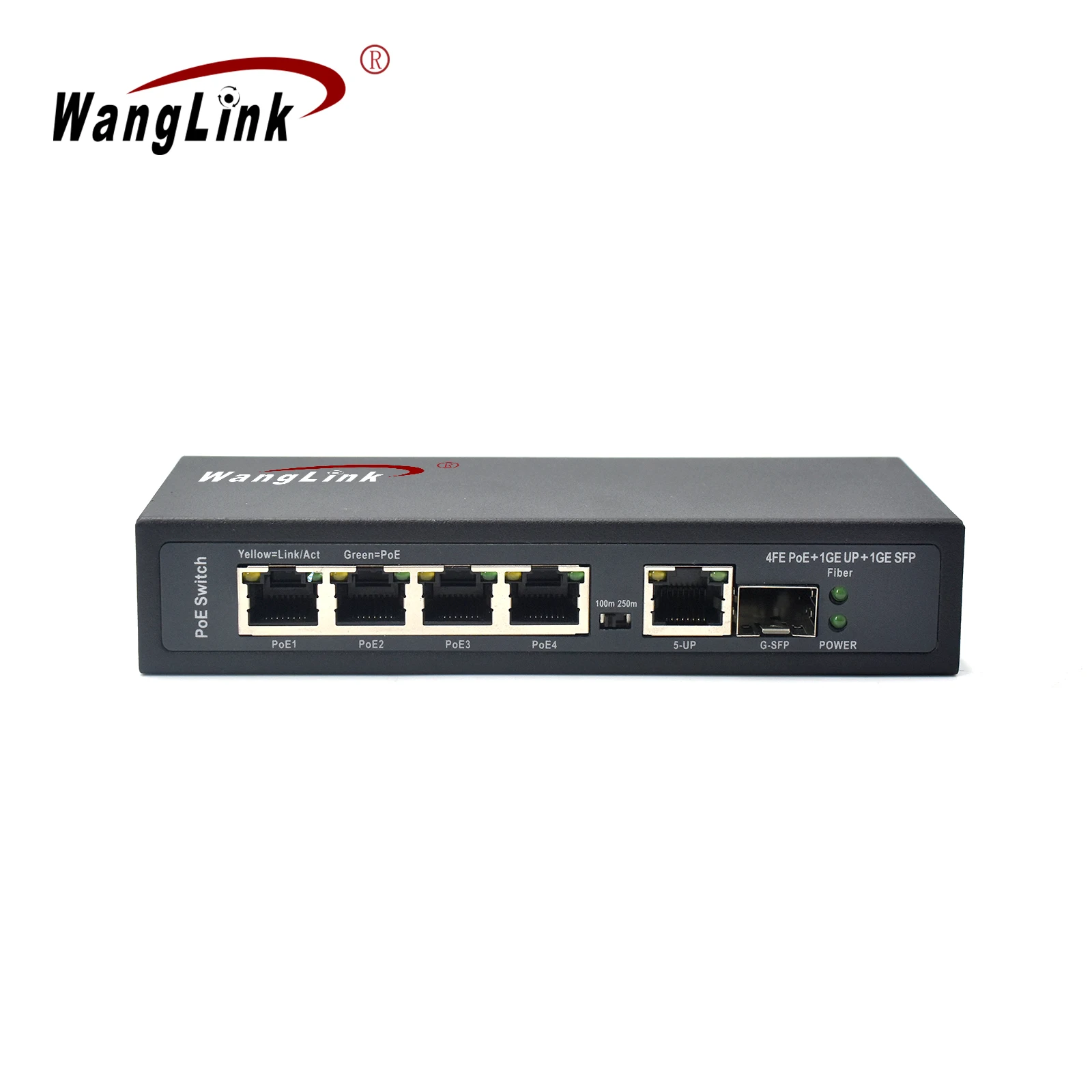 

4-port PoE Switch, 1000Mbps, uplink, 1.25g SFP port for IP camera, 48V, 10/100m