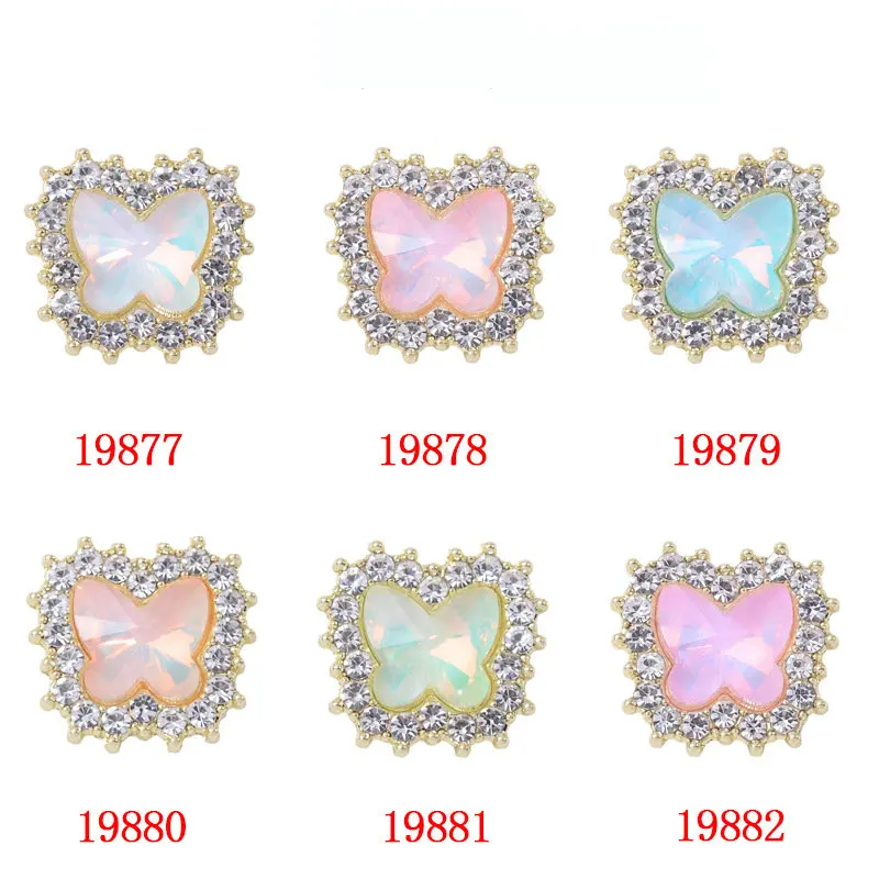 10 Pcs New Style Alloy Crystal Rhineston Butterfly Creative Rhinestone Button Ornaments Earrings Choker DIY Jewelry Accessories