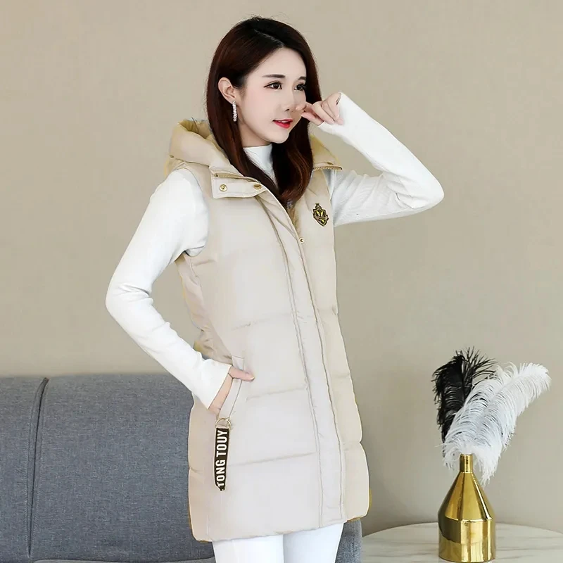 

Down Cotton Waistcoat Vest Women's Outwear 2024 Autumn Winter New Korean Thick Long Loose Vest Cotton-Padded Jacket Vests