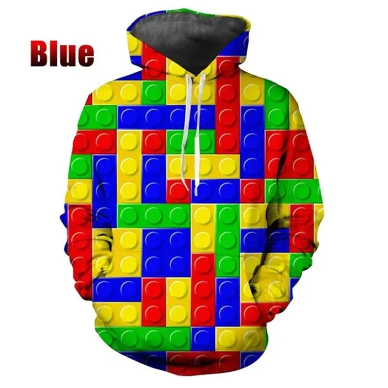 Funny Building Blocks Bricks Toy Graphic Kids Hoodie Pullovers Men Clothing 3D Printing Hoodies Women Fashion Sweatshirts Hoody