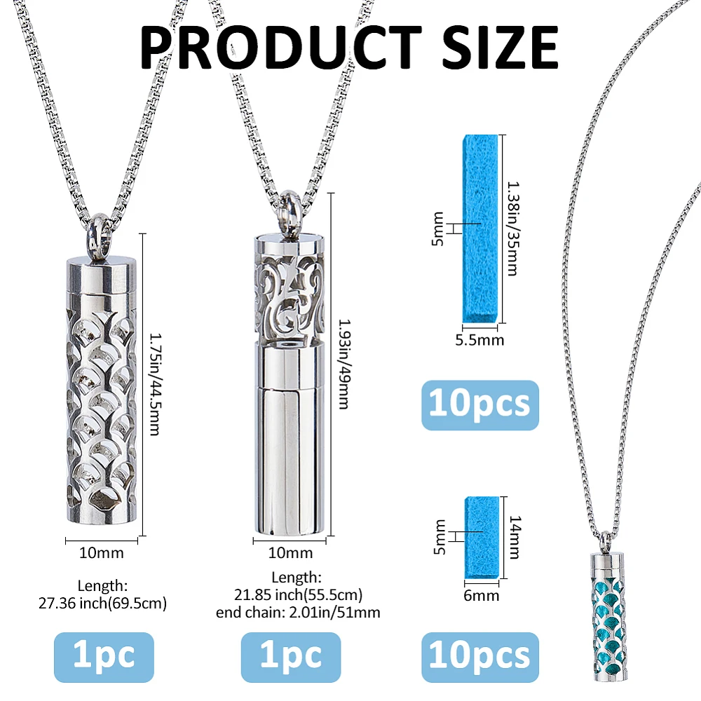 2 Styles Essential Oil Diffuser Necklaces Perfume Pendant Necklaces with 20 Felt Pads Silver Diffuser Locket Necklace Essential