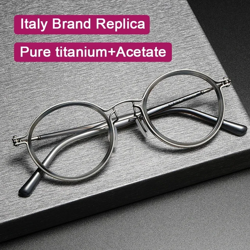 

Vintage Round Acetate Titanium Optical Frame Eyewear Handmade Men's Luxury Eyeglasses Customizable Myopia & Hyperopia Lenses