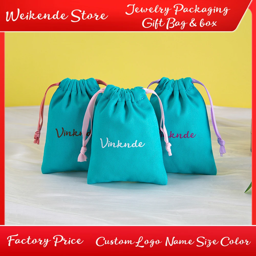 

Wedding Christmas Gift Canvas Cotton Bags with Ribbon Drawstring High Quality Jewelry Package Pouch Home Storage Dustbag Sack