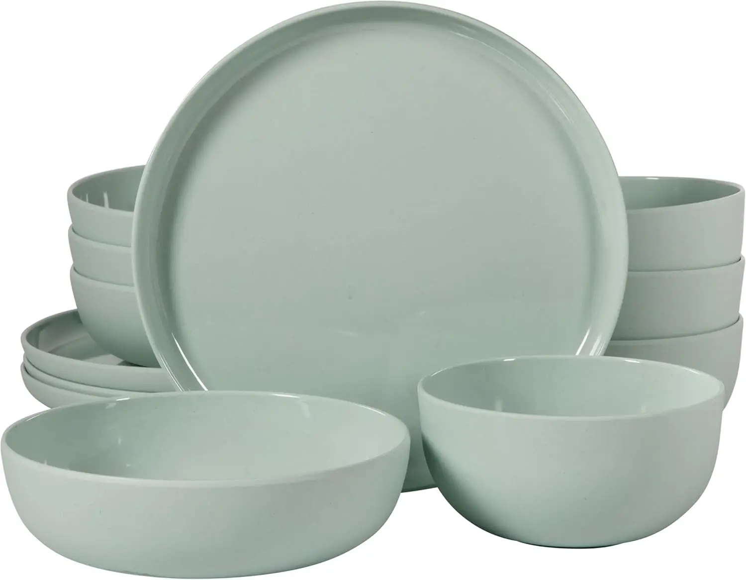 

Candy Skies 12 Piece Unbreakable Wheat Straw Melamine Plates and Bowls Dinnerware Set - Outdoor, Camping, & Everyday