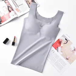 Ice Silk Tank Top Wireless Padded Lingerie Push Up Seamless Padded Vest Crop Top Tee Camisole Summer Women Crop Top Undershirt