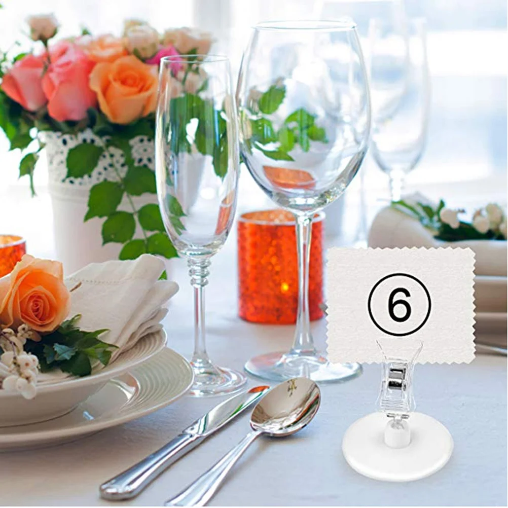 

9pcs Transparent Seat Clamps Simple Adjustable Universal Joint Photo Name Card Holder For Wedding Party Restaurant Decorations