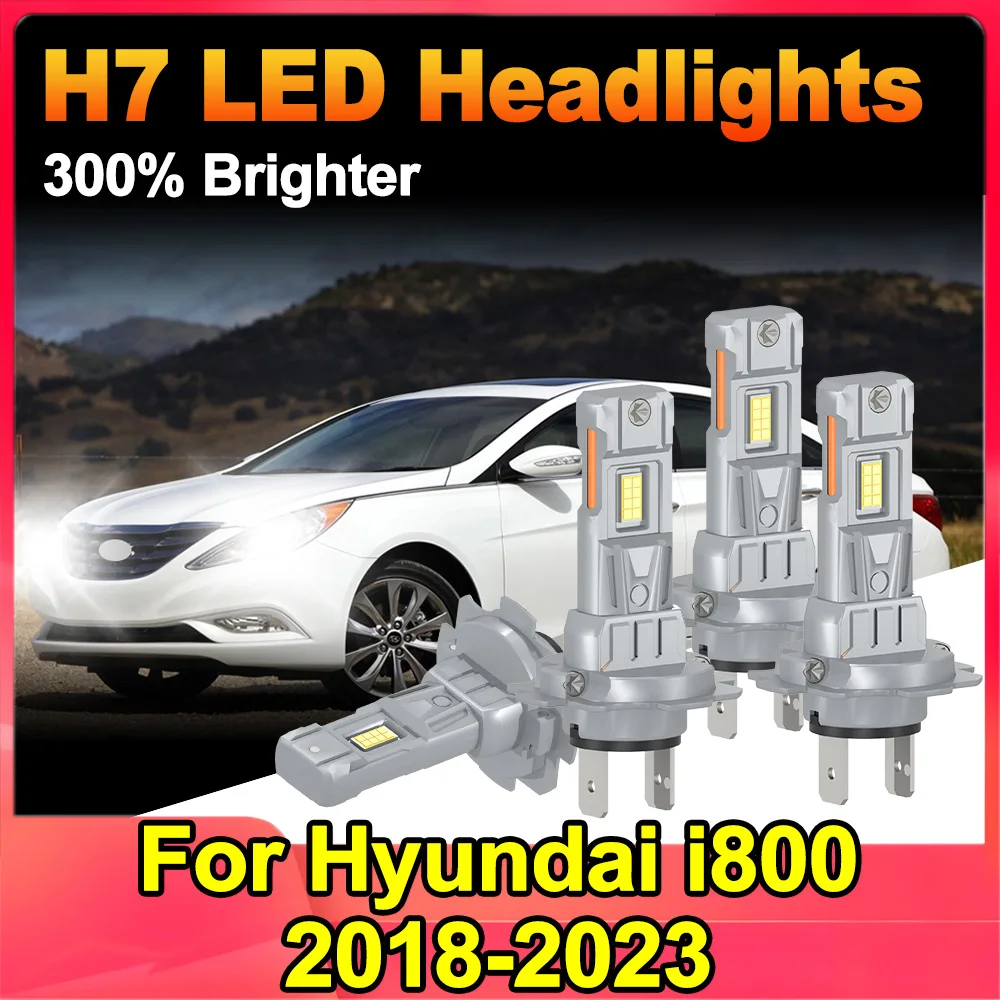 

H7 LED Headlight Kit Combo Bulbs High Low Beam Super Bright White 6000K For Hyundai i800 2018-2023 Auto Lights
