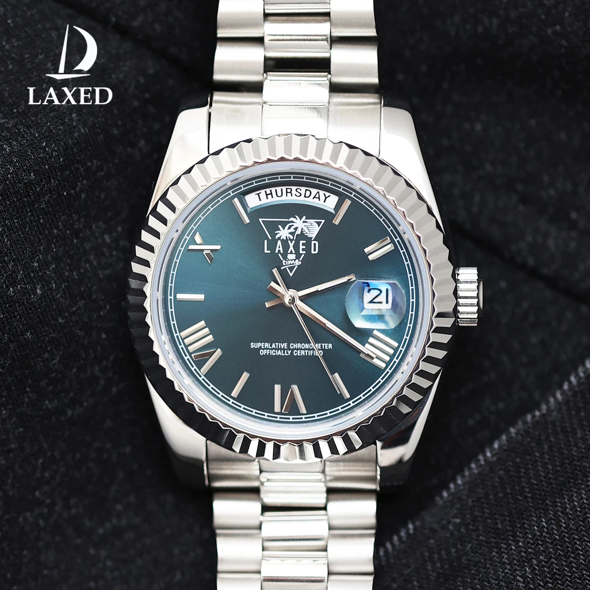 

LAXED Men's Automatic mechanical watch Beach vacation style Dial Sapphire Glass WaterproofJapan MIYOTA 8285 Movement Watch