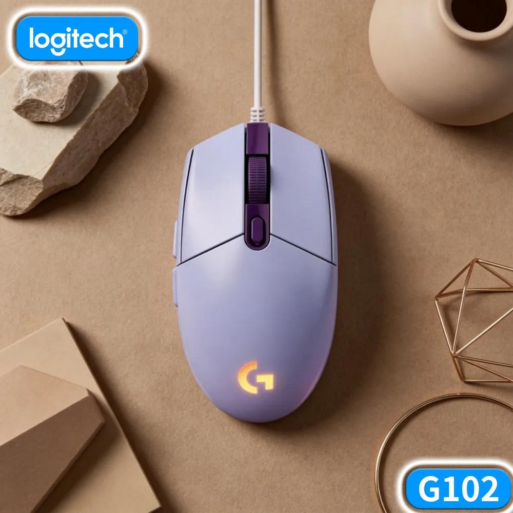 Logitech G102 Wired Gaming Mouse,Mild RGB Breathing Rhythm Prevent Strong Light Stimulation Overnight Gaming