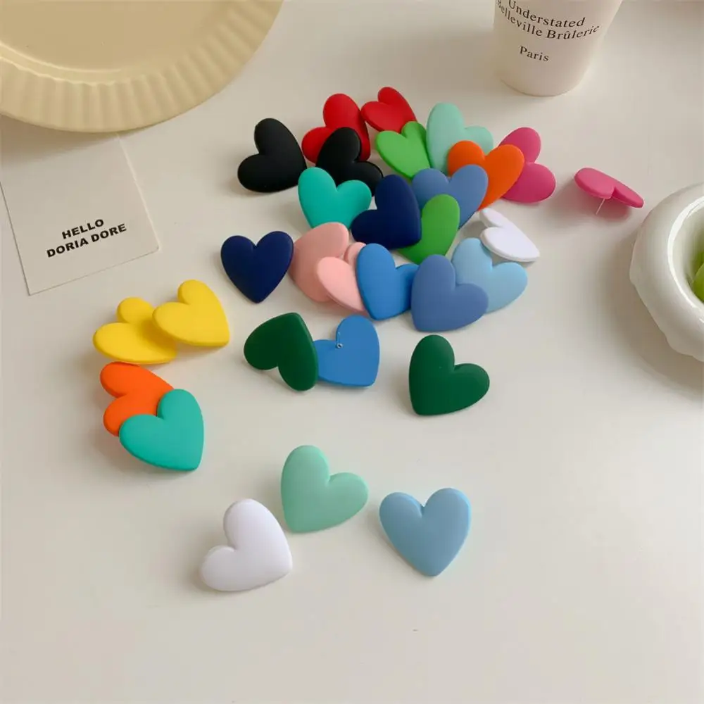 1Pair Heart Earrings For Women Girls Bohemian Colorful Love Heart Shape Ear Studs Statement Wedding Geometric Party Jewelry Gift