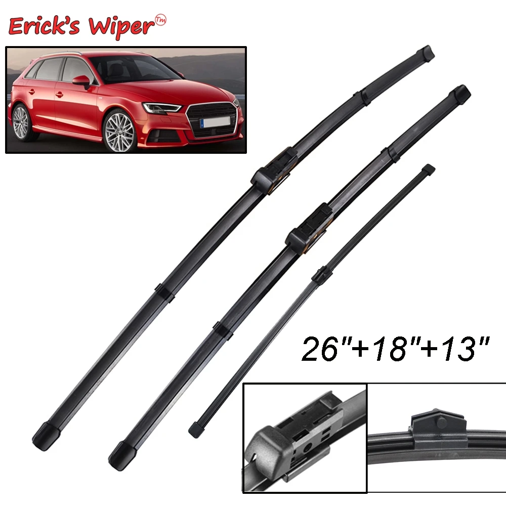 Erick\'s Wiper LHD Front & Rear Wiper Blades Set For Audi A3 S3 8V 2012 - 2020 Windshield Windscreen Window Brushes 26\