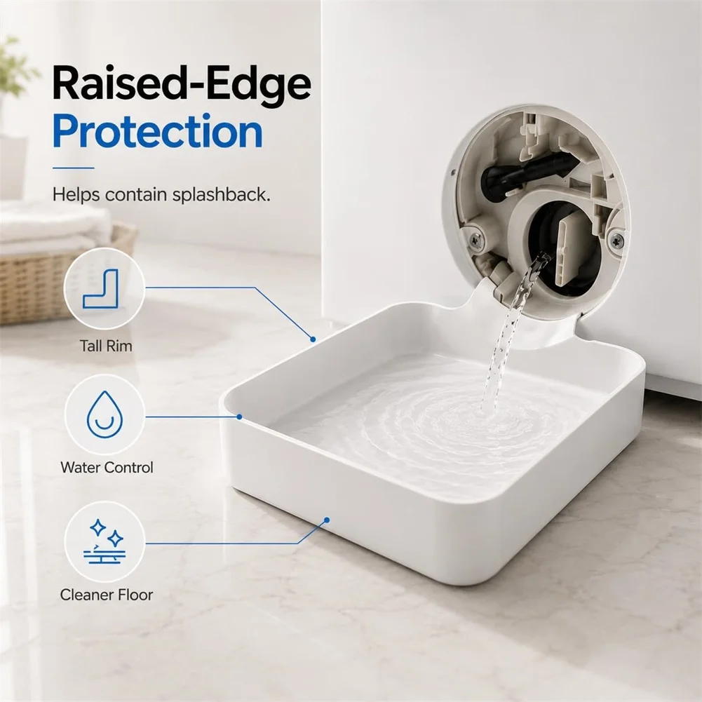 Washing Machine Drain Pan Water Catcher Tray Anti-Overflow Water Catch Box For Front Load Washer Filter Cleaning Floor Protector