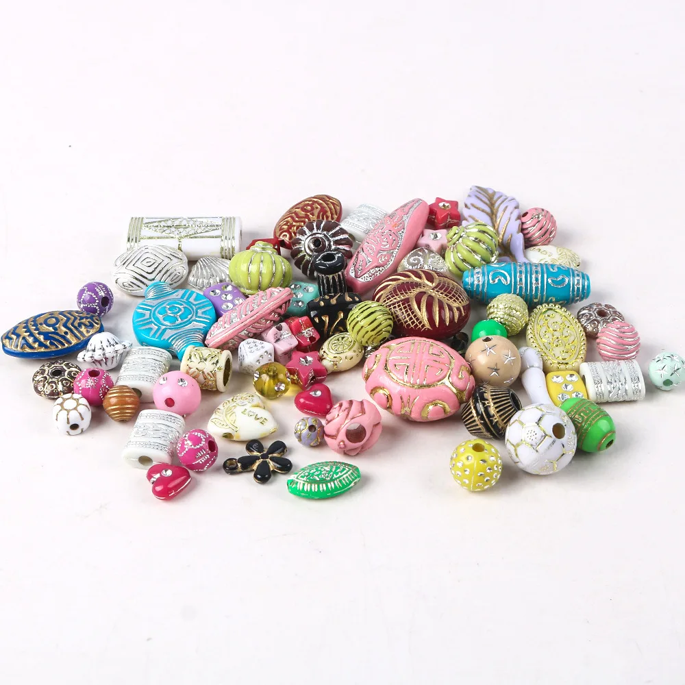 Random Acrylic Spacer Beads Loose Beads Supplies Big Large Hole Charm for Necklace Bracelet Making Diy Jewelry Materials 20g