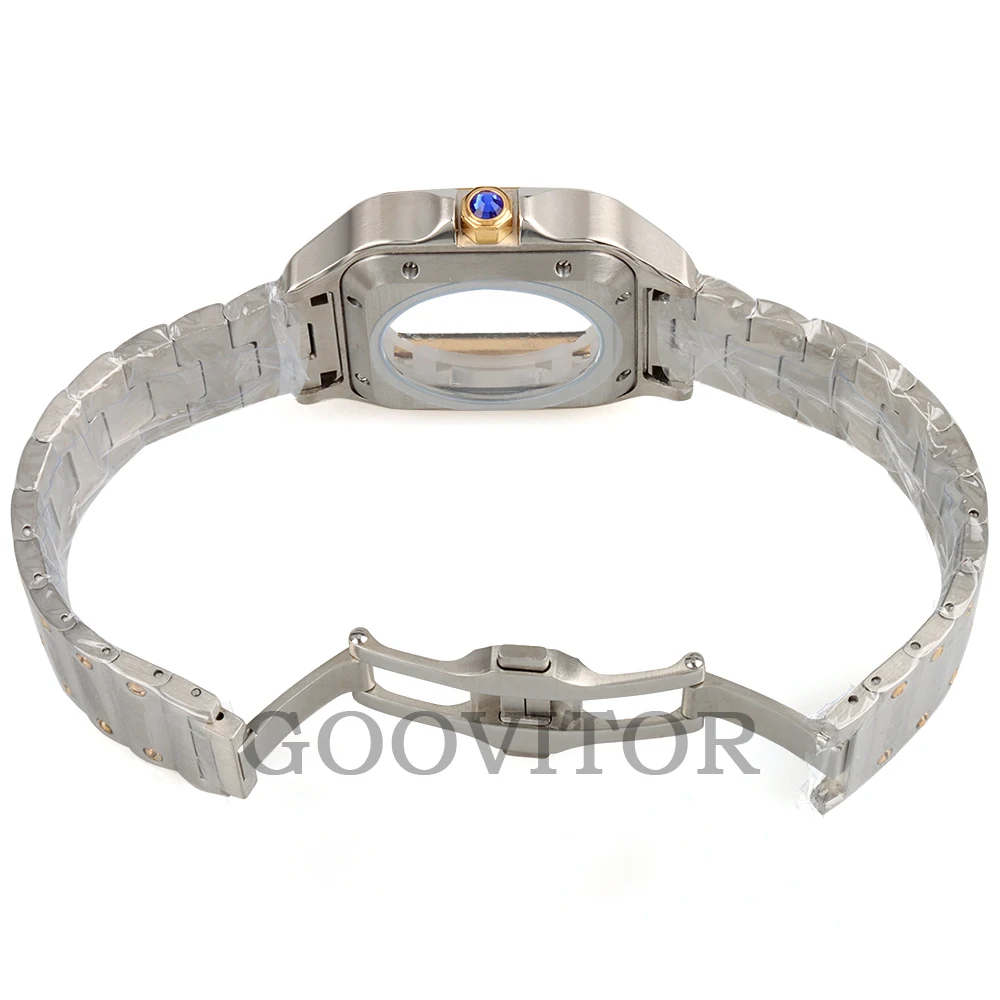 Gold/Black 38MM Square Watch Case Stainless Steel Modification Parts Fit Santos Nh35 Nh36 Nh38 Movement 27mm Dial Mod Accessory