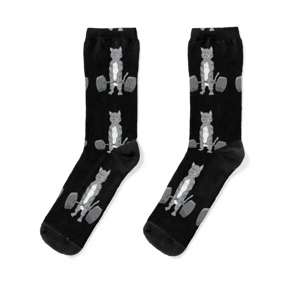 

Weightlifting - Gray strong cat lifts weights Socks Sports crazy Stockings compression heated Mens Socks Women's